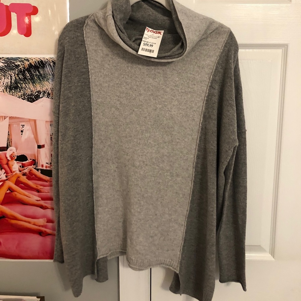 Gray turtleneck sweater